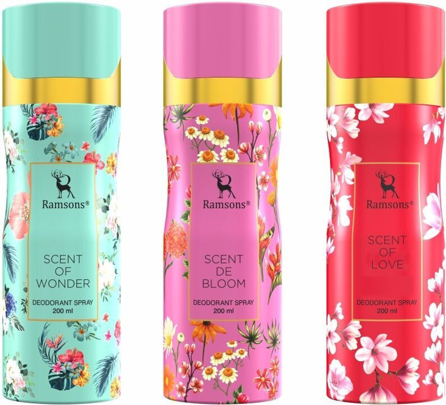 RAMSONS Scent de Bloom, Scent of Love & Scent of Wonder Deo Combo Deodorant Spray  -  For Women