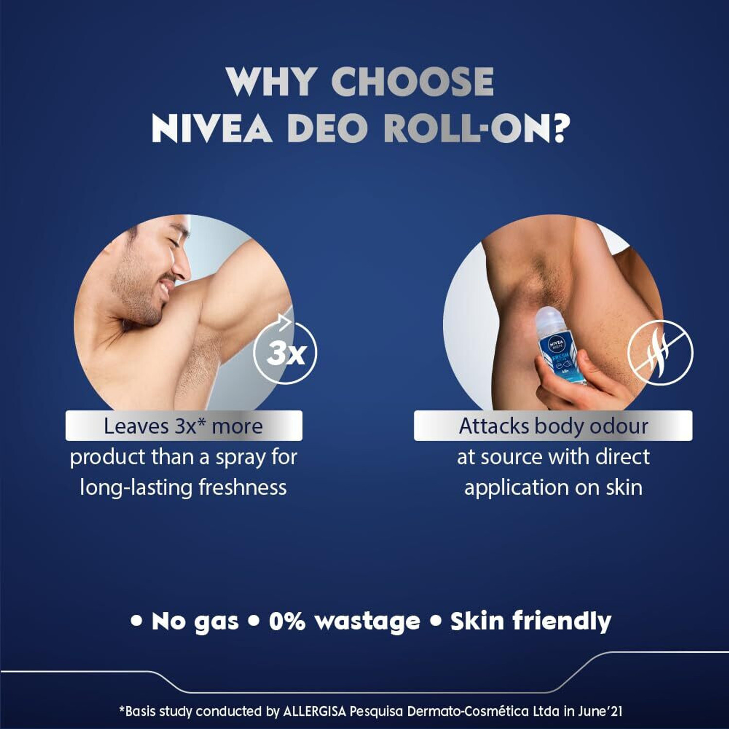 Image of NIVEA Fresh Active 72H Active Protection Roll on Deodorant Roll-on - For Men