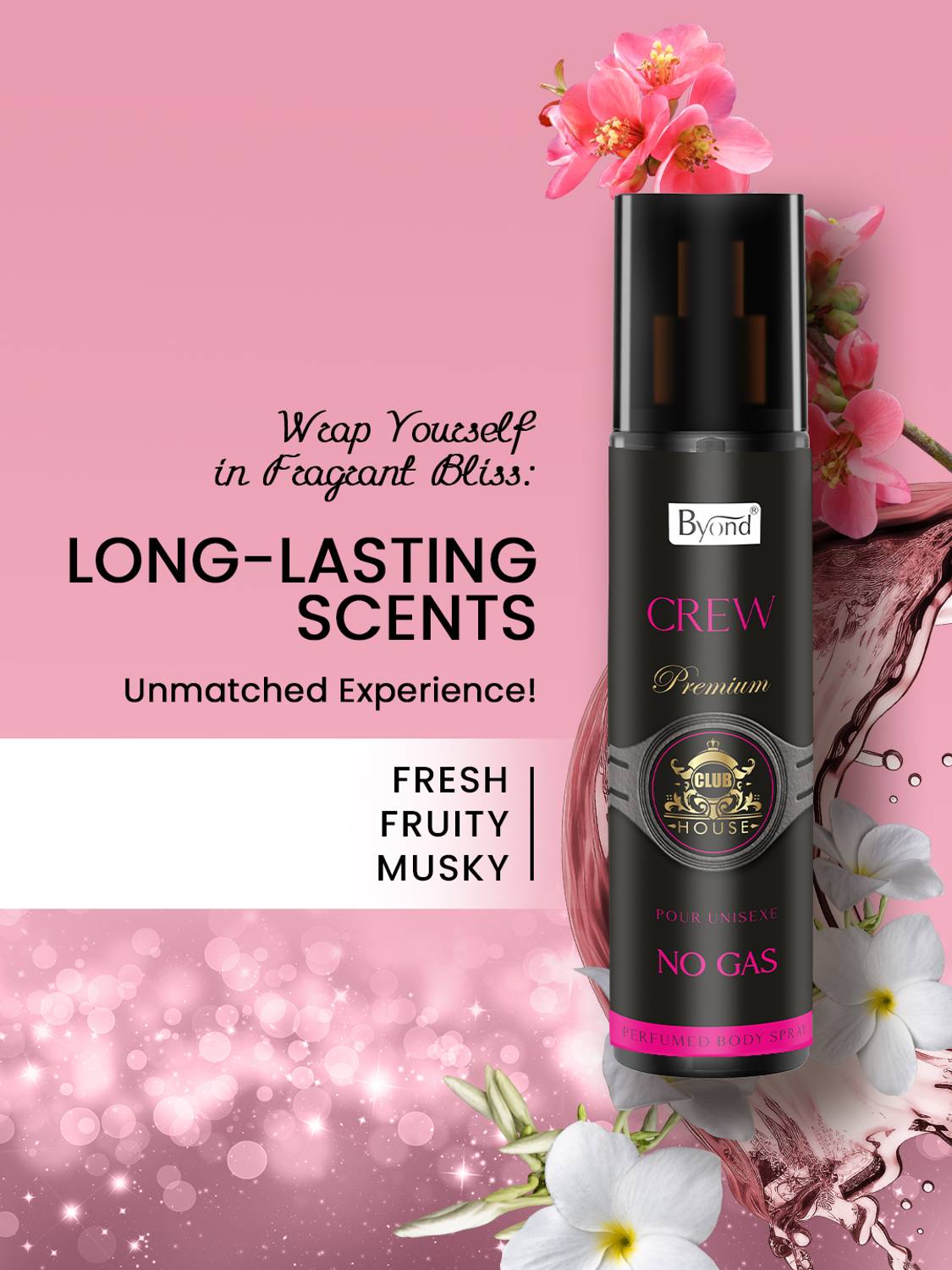 Byond Club House Premium Crew No Gas Body Spray| Best Perfume for Club| Long Lasting Deodorant Spray  -  For Men & Women