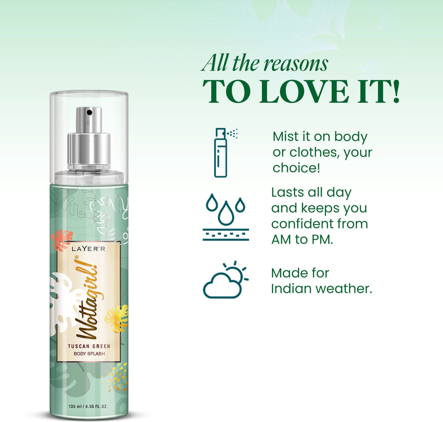 Image of LAYER'R Wottagirl Tuscan Green Fragrant Long Lasting Body Spray - For Women