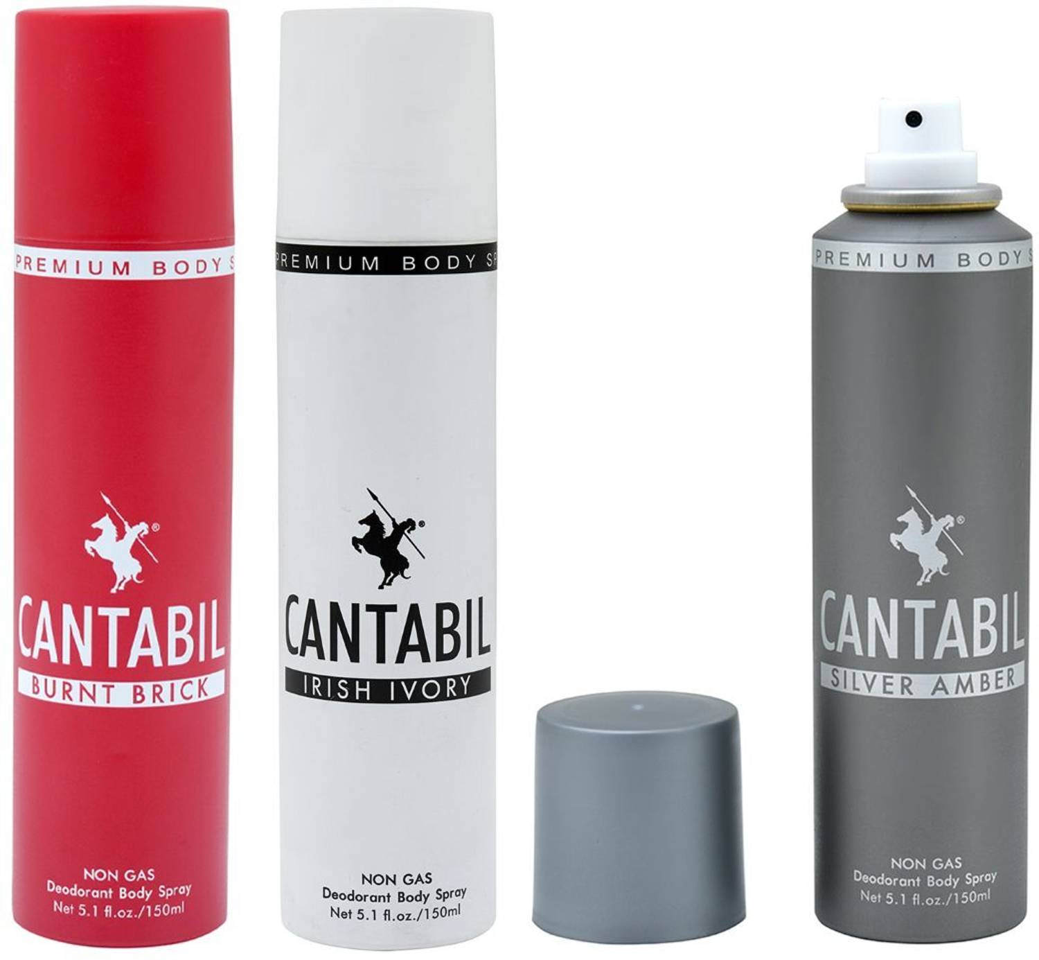 CANTABIL Irish Ivory , Burnt Brick , Silver Amber Unisex Long Lasting No Gas Deodorant Spray  -  For Men & Women