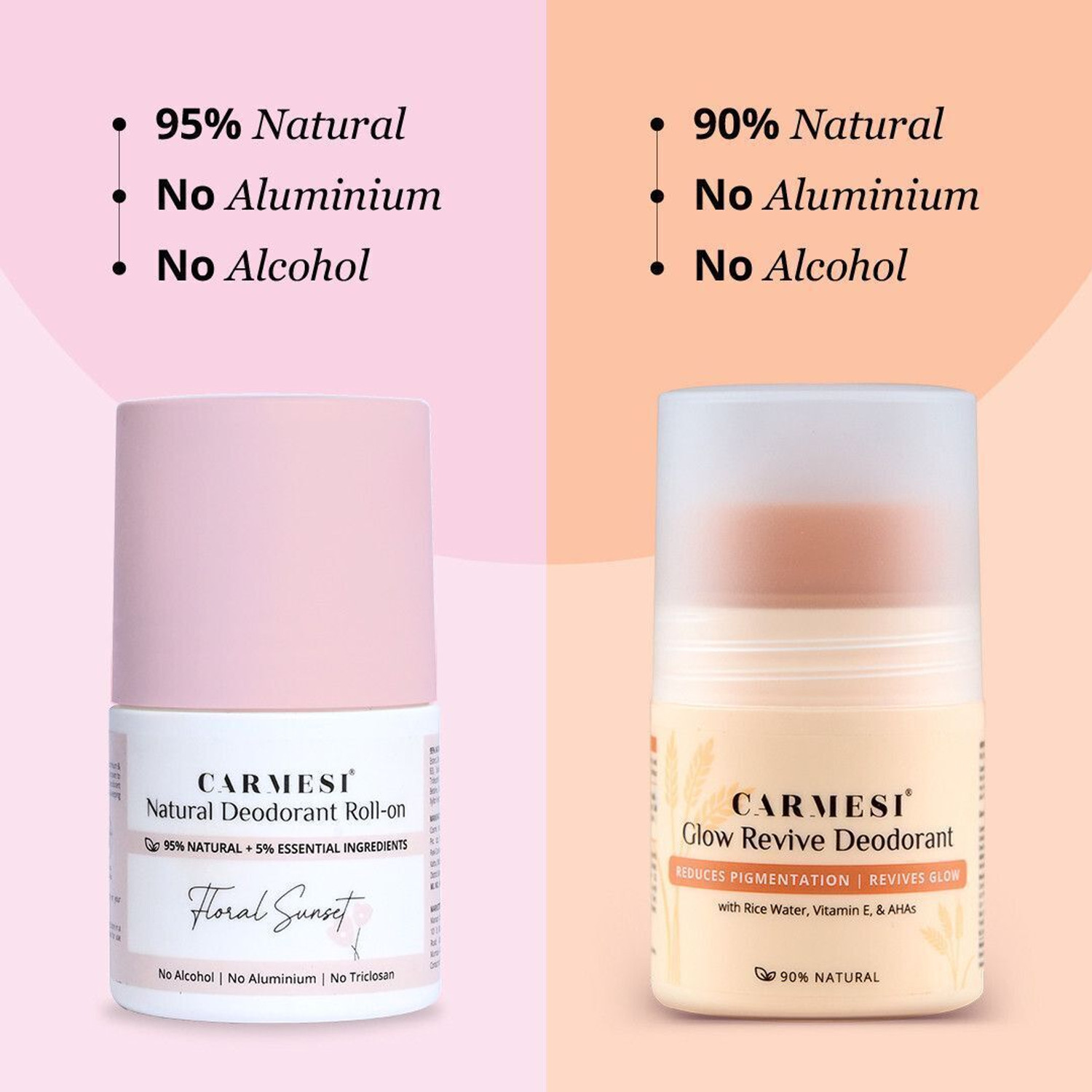 Image of Carmesi Underarm Roll On Deodorant Combo - Glow Revive & Floral Sunset Deodorant Roll-on - For Women