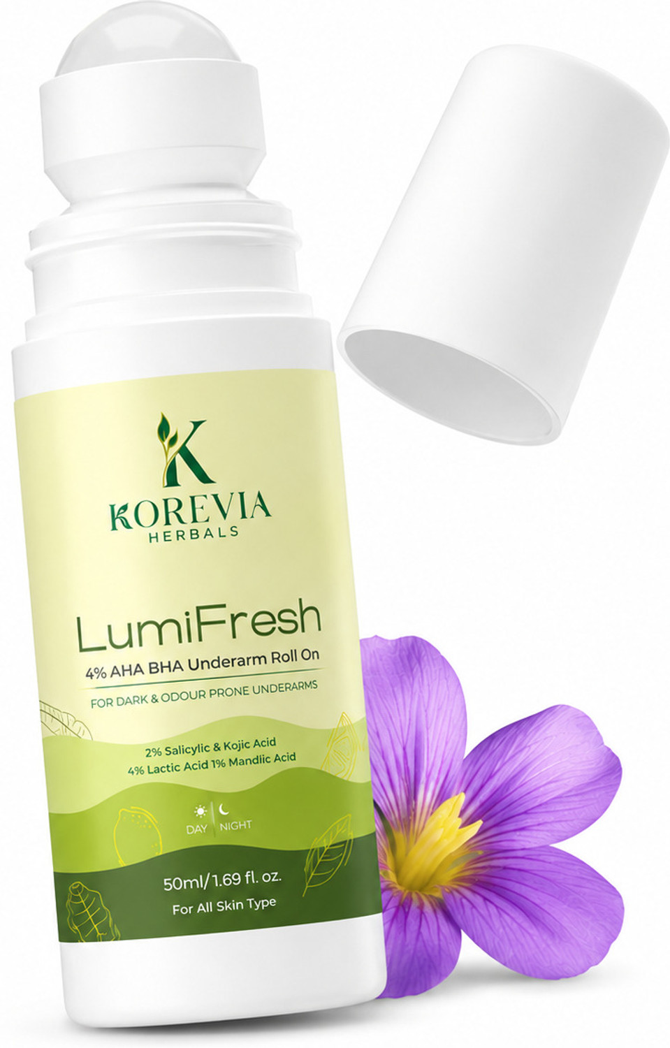 KOREVIA HERBALS 4% AHA BHA Underarm Roll On Deodorant Roll-on - For Men & Women