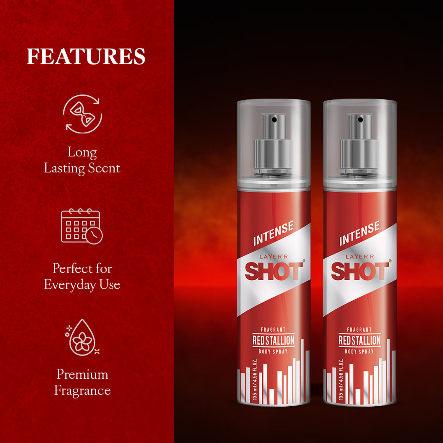 Image of LAYER'R Shot Red Stallion Lasting Body Spray - For Men