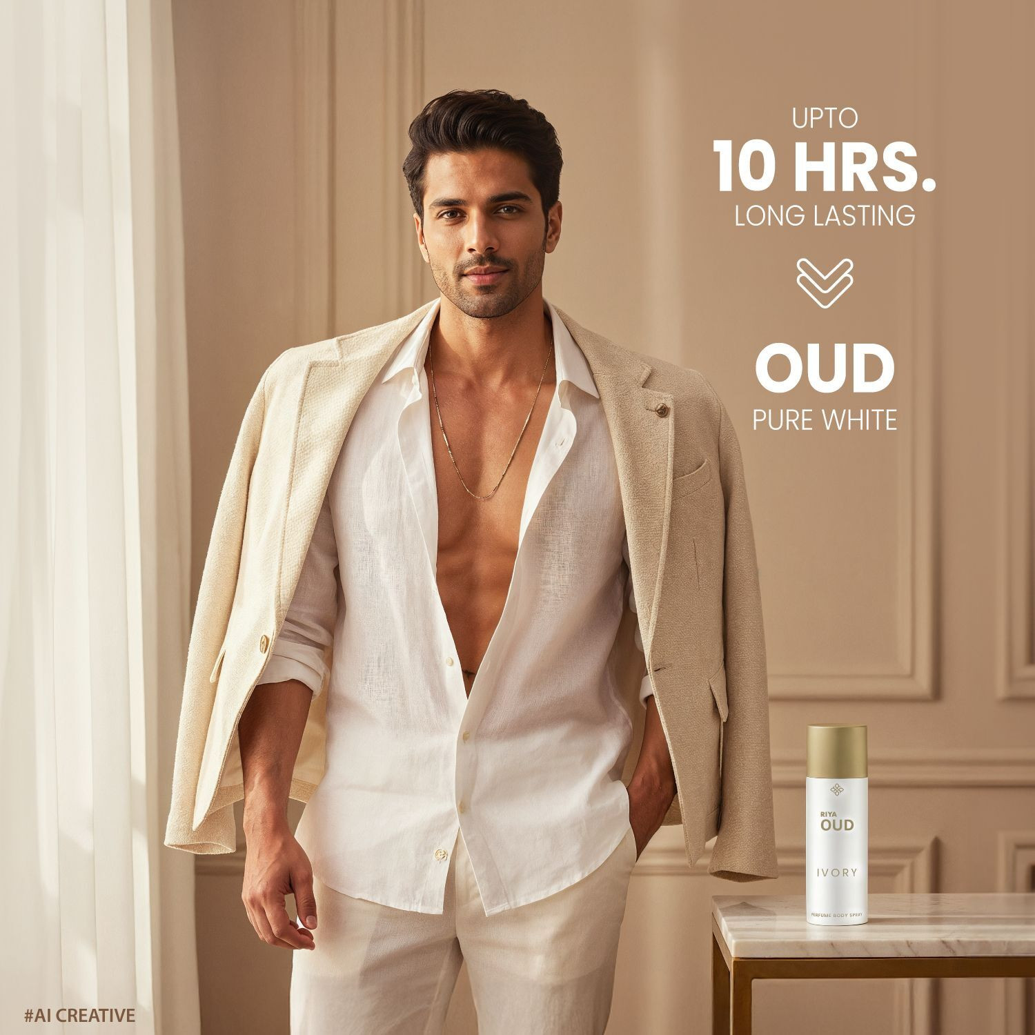 Image of RIYA OUD Ivory Perfume Body Spray for Unisex | Warm and Spicy Notes Deodorant Spray - For Men & Women