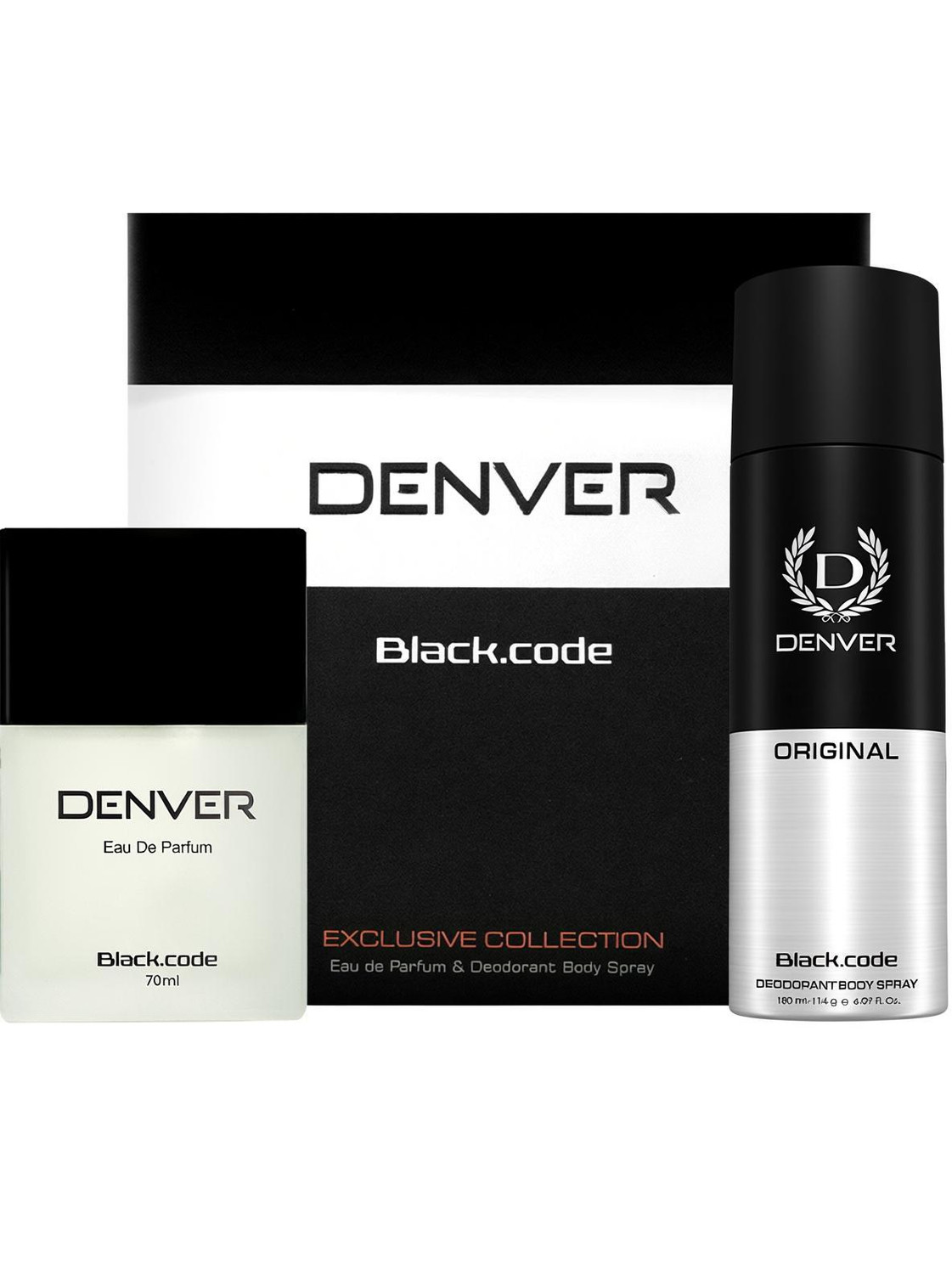 DENVER Blackcode Gift Set (180 ml + 70 ml) Body Spray  -  For Men