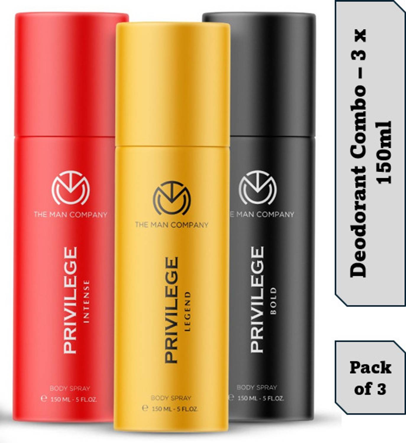 THE MAN COMPANY Privilege Legend, Intense & Bold Deodorant Spray - For Men (450 ml, Pack of 3) THE MAN COMPANY Priv