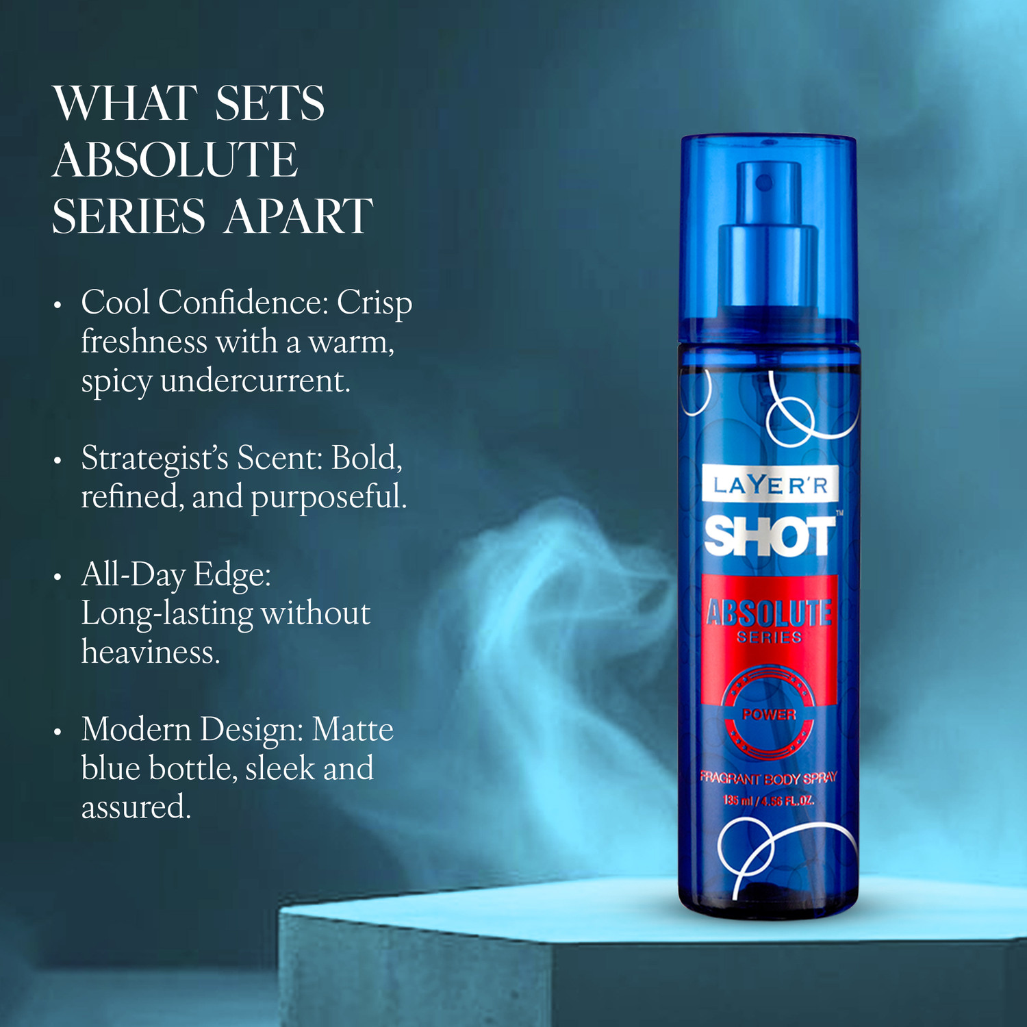 Image of LAYER'R SHOT ABSOLUTE POWER 135ml Body Spray - For Men
