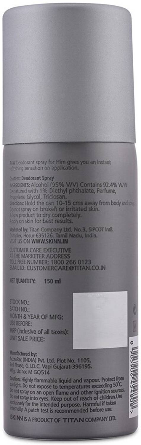 SKINN by TITAN Men Deo Raw 150ml - Image 2