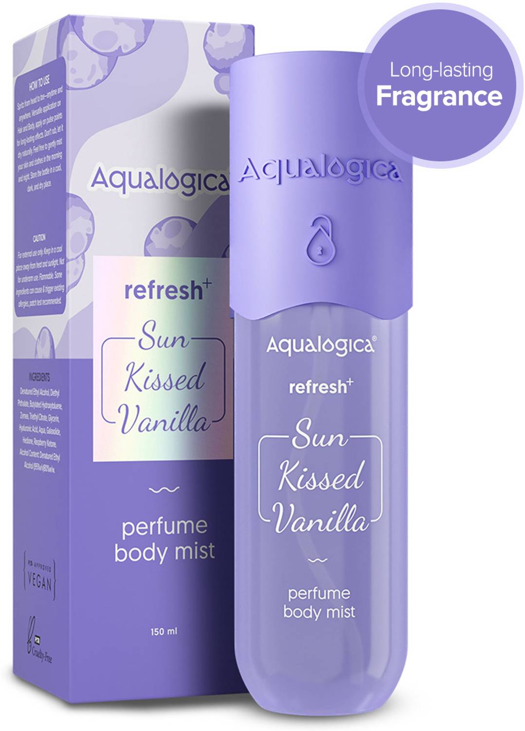Aqualogica Refresh+ Sun Kissed Vanilla Body Mist 150ml - Image 2