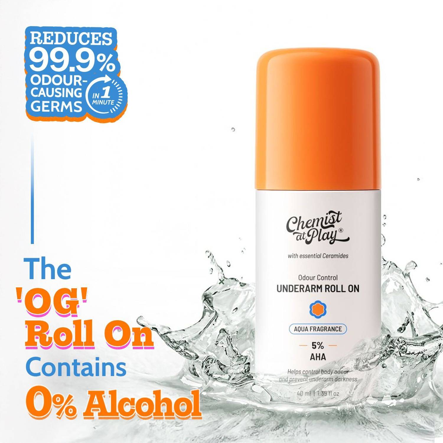 Chemist at Play 5% AHA Underarm Roll-On, Aqua Fragrance