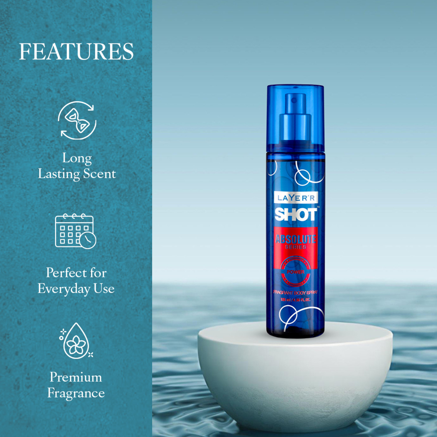 Image of LAYER'R SHOT ABSOLUTE POWER 135ml Body Spray - For Men
