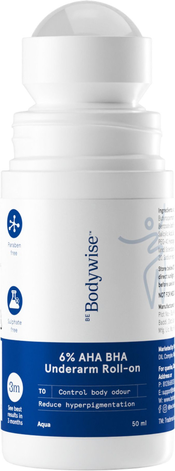 Image of Be Bodywise 6% AHA BHA Underarm Roll-On | Reduces Pigmentation & Odour | Aqua Deodorant Roll-on - For Women