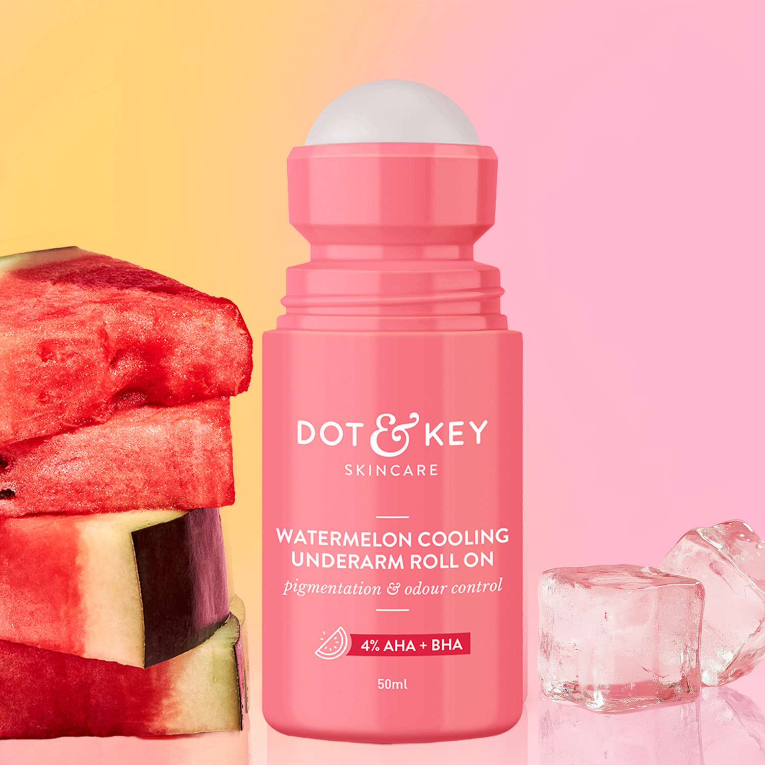 Image of Dot & Key Watermelon Cooling Underarm Roll On,Odour & Sweat Controls,Smooths Skin Deodorant Roll-on - For Men & Women (50 ml)