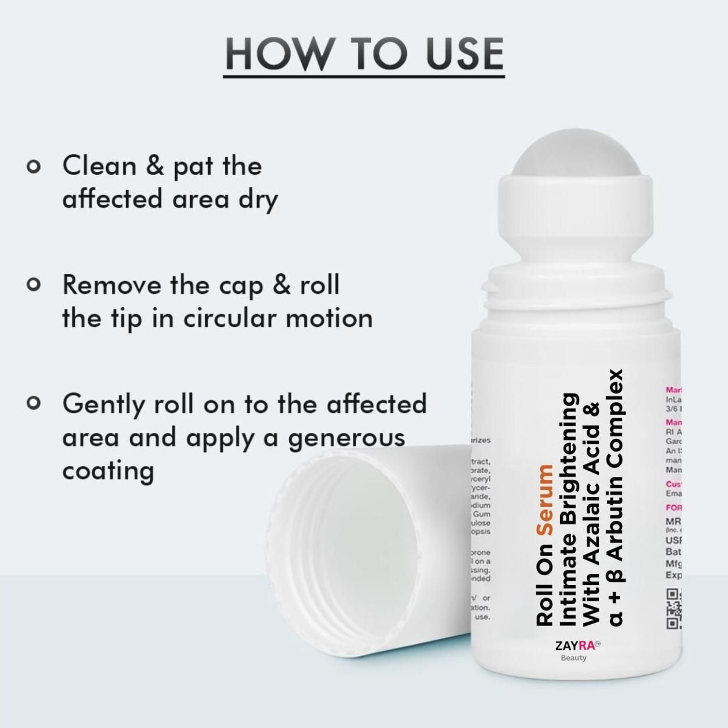 Image of zayrabeauty Intimate Brightening Roll-On Serum with Azelaic Acid & Alpha Arbutin Deodorant Roll-on - For Women