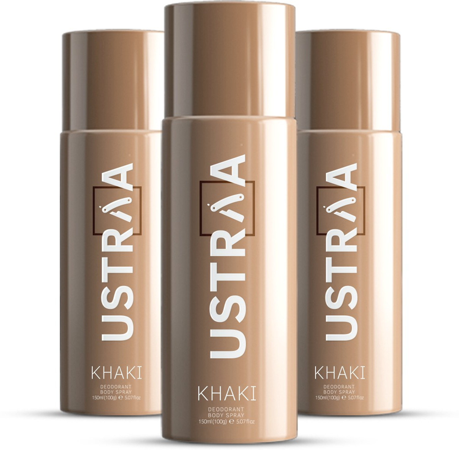 Image of USTRAA KHAKI Deodorant Body Spray - 150ml - Pack of 3 Deodorant Spray - For Men (450 ml, Pack of 3)