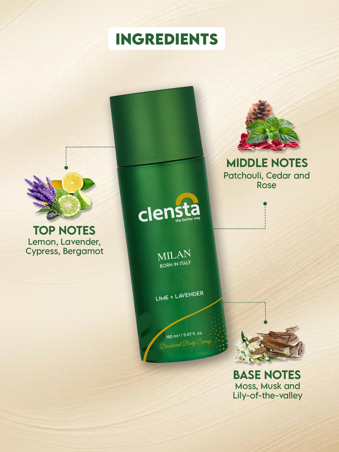 Image of Clensta Milan Deodorant Body Spray For Men 150 ml, Pack of 3 Deodorant Spray - For Men