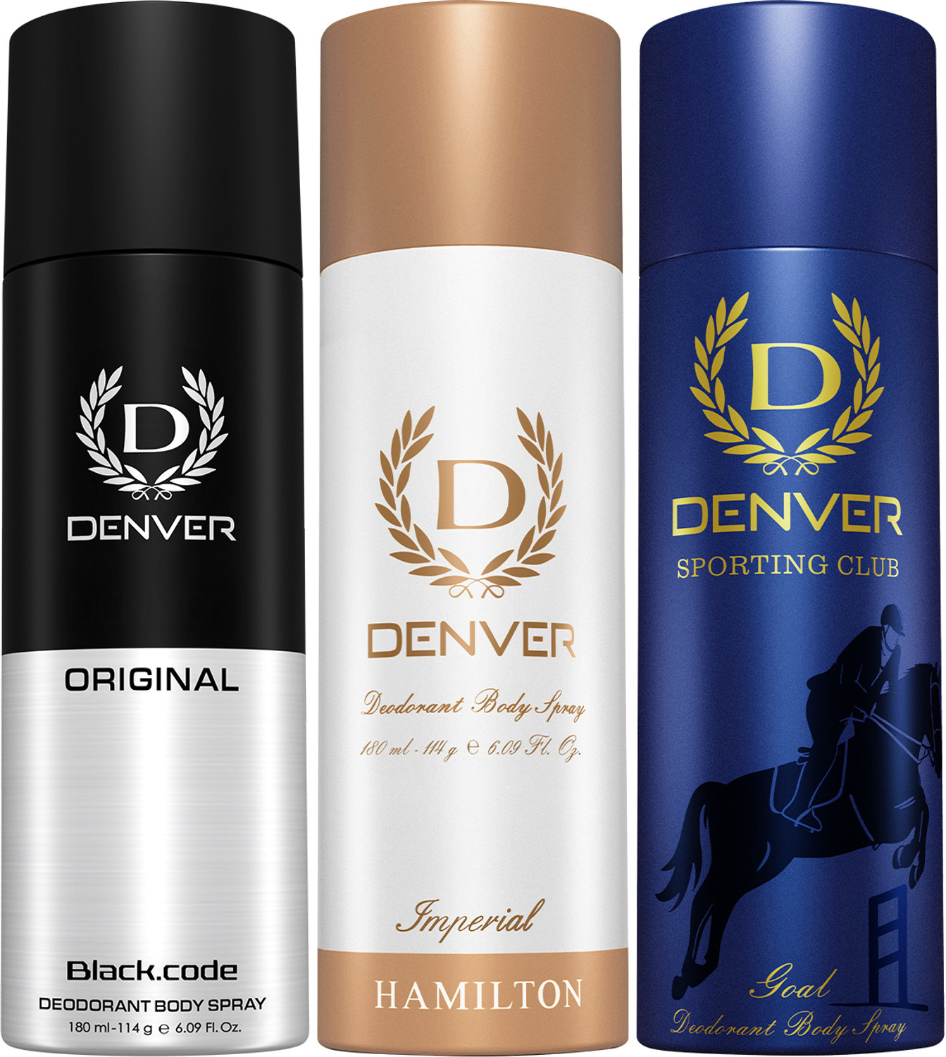 Image of DENVER Imperial Goal and Black Code Deodorant Spray - For Men (540 ml, Pack of 3)