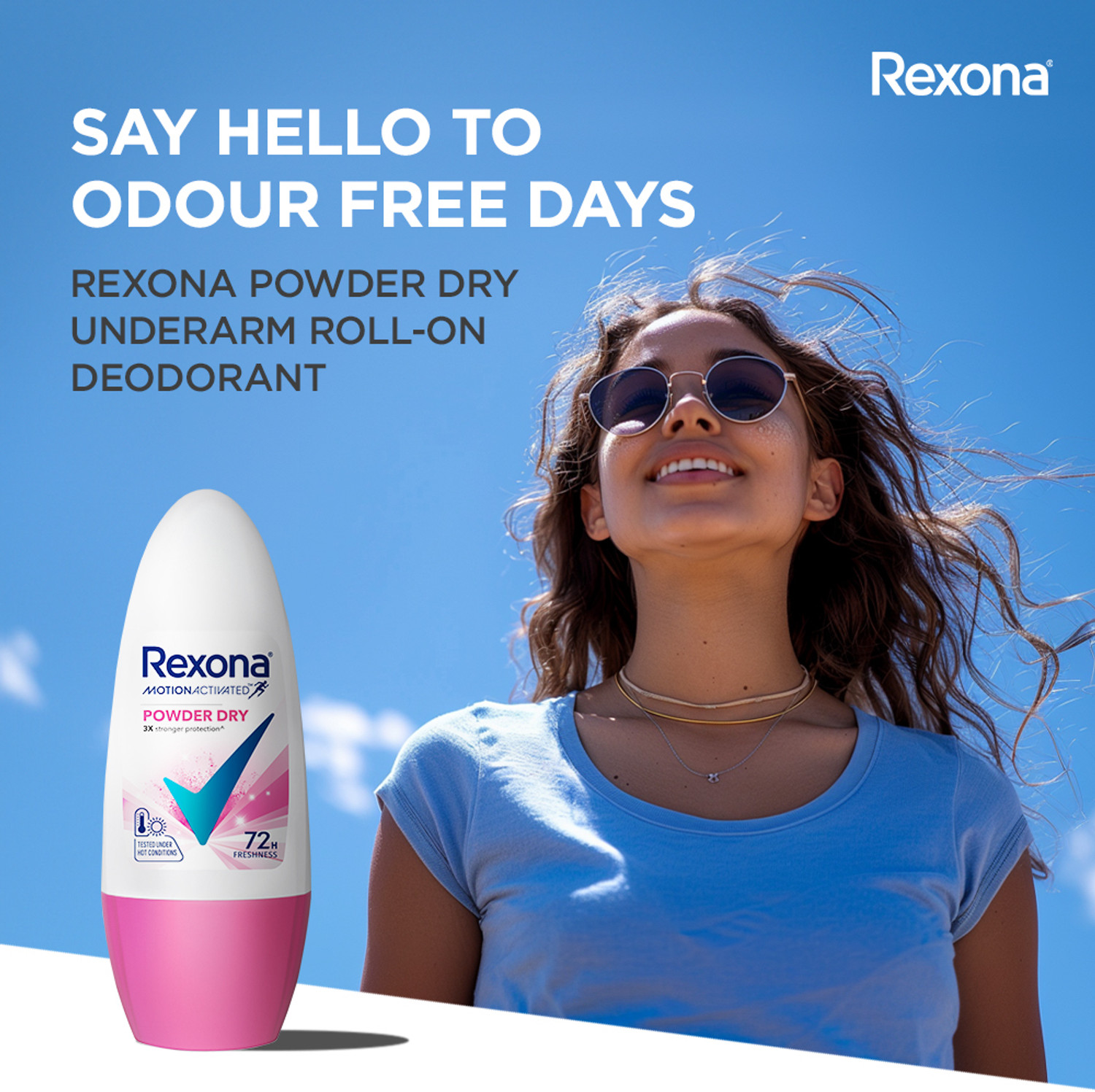 Image of Rexona Women Invisible Dry & Powder Dry Motion Activated Roll-On Deodorant Roll-on - For Women