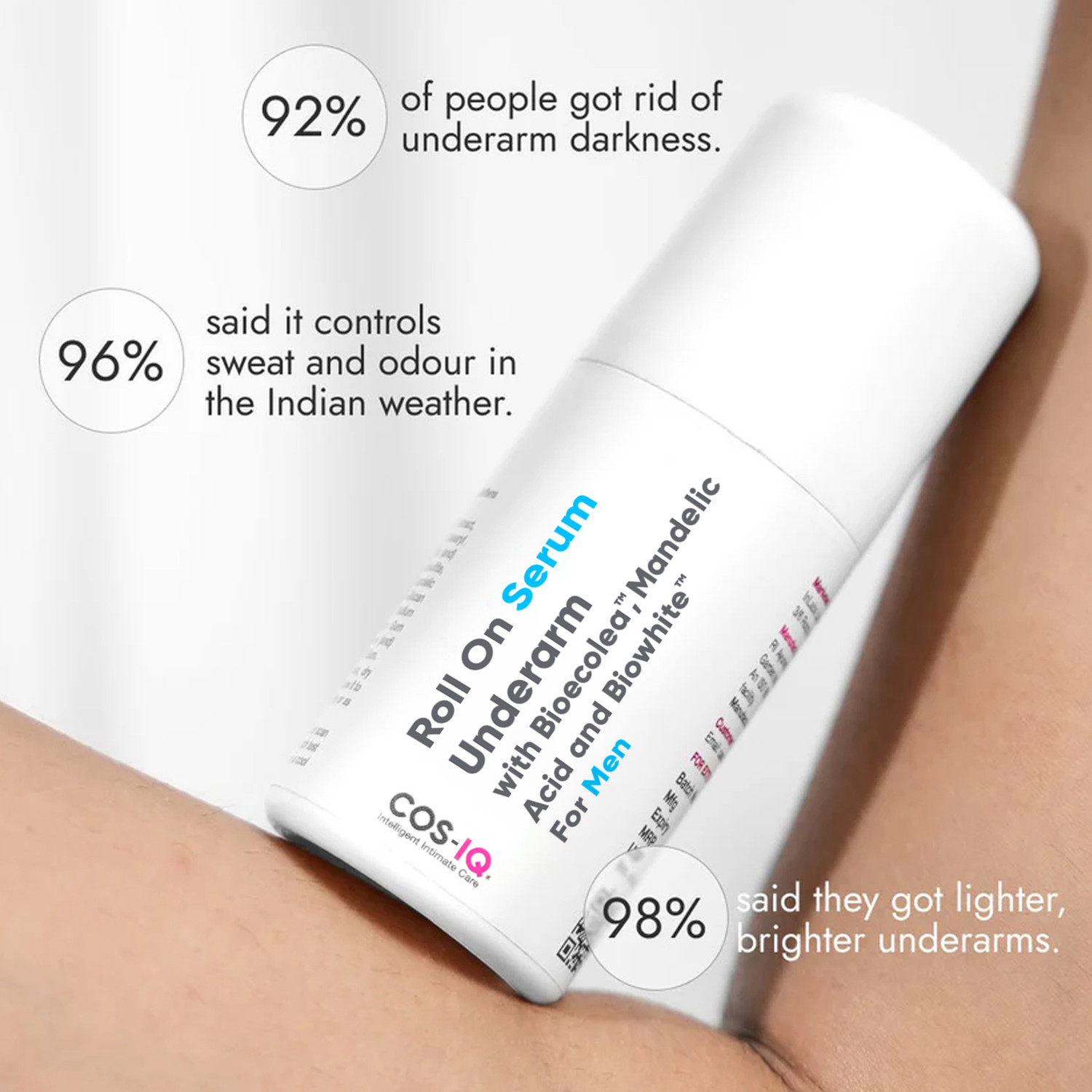 Image of Cos-IQ Brightening Underarm Roll-On Serum for Sensitive Skin, Odour Control Deodorant Roll-on - For Men