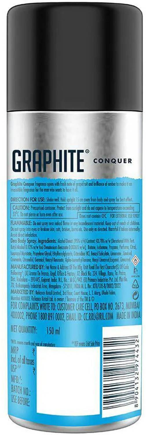 GRAPHITE Conquer Deodorant Spray 150 ml Silver - Image 2