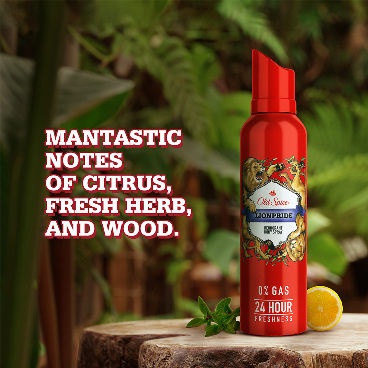 Image of OLD SPICE Lionpride No Gas 24hr Long Lasting Freshness Deodorant Spray 3x140ml pack Body Spray - For Men