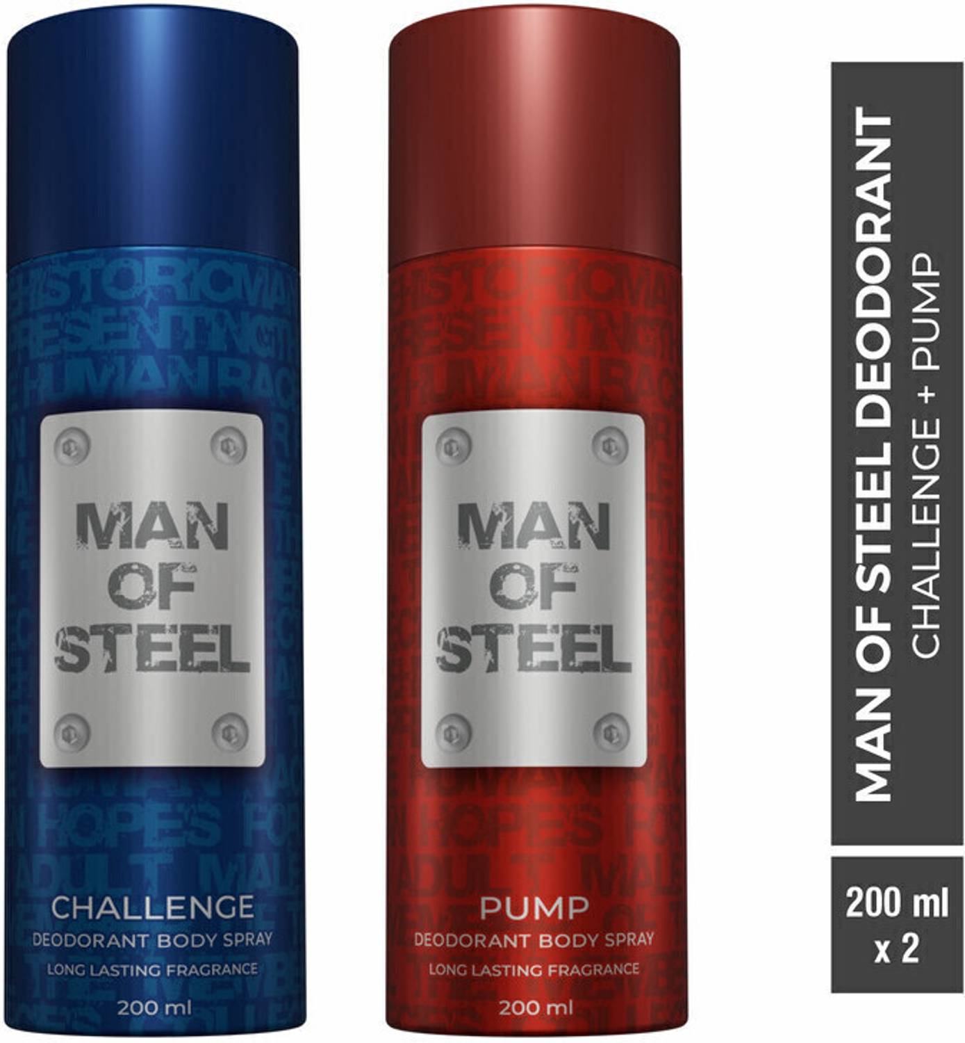 Man of Steel Combo of Challenge + Pump Long lasting Deodorant Spr