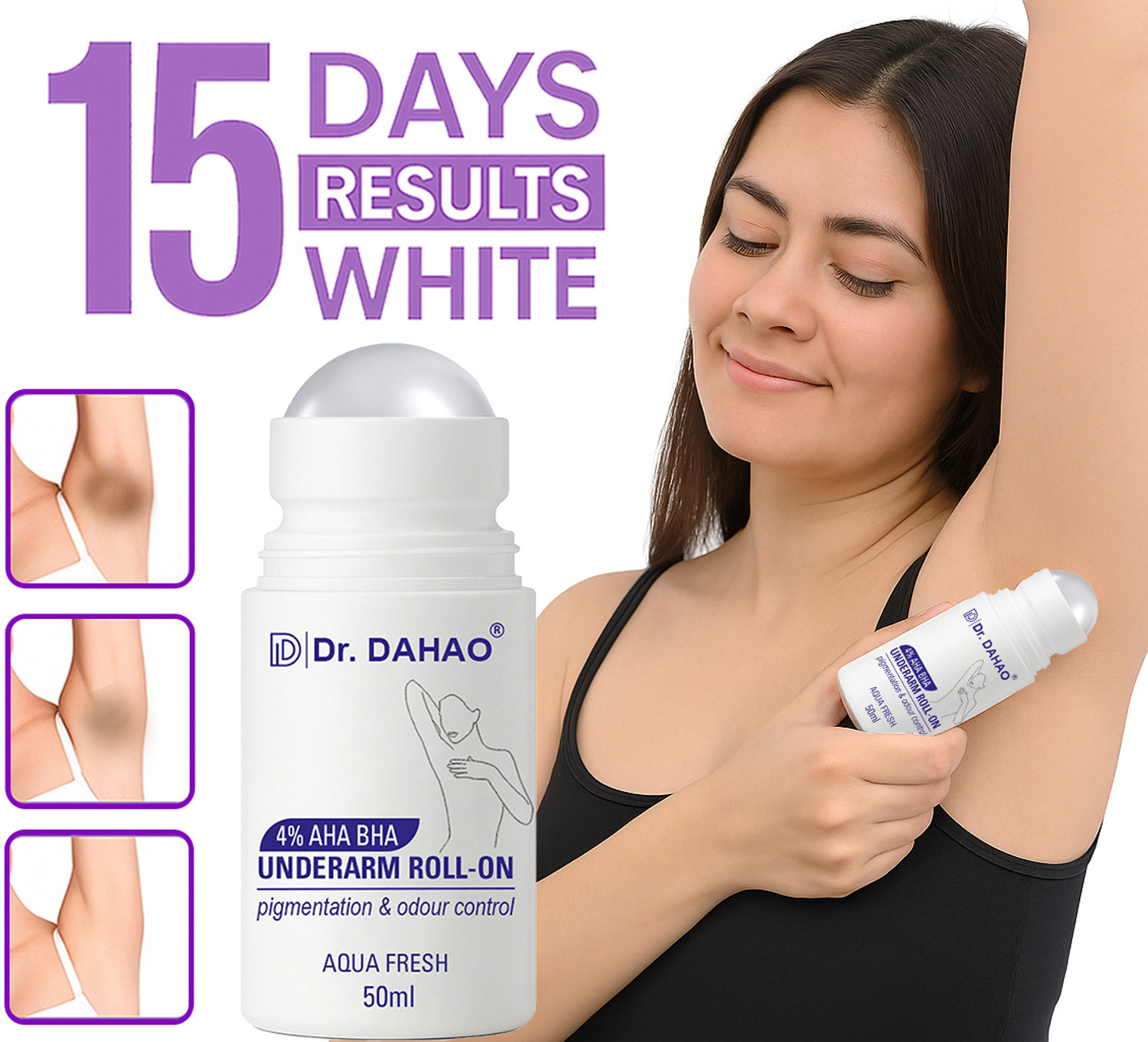 Image of Dr. DAHAO 4% AHA BHA Underarm Roll On | Reduces Pigmentation & Odour | Aqua Fragrance Deodorant Roll-on - For Men & Women