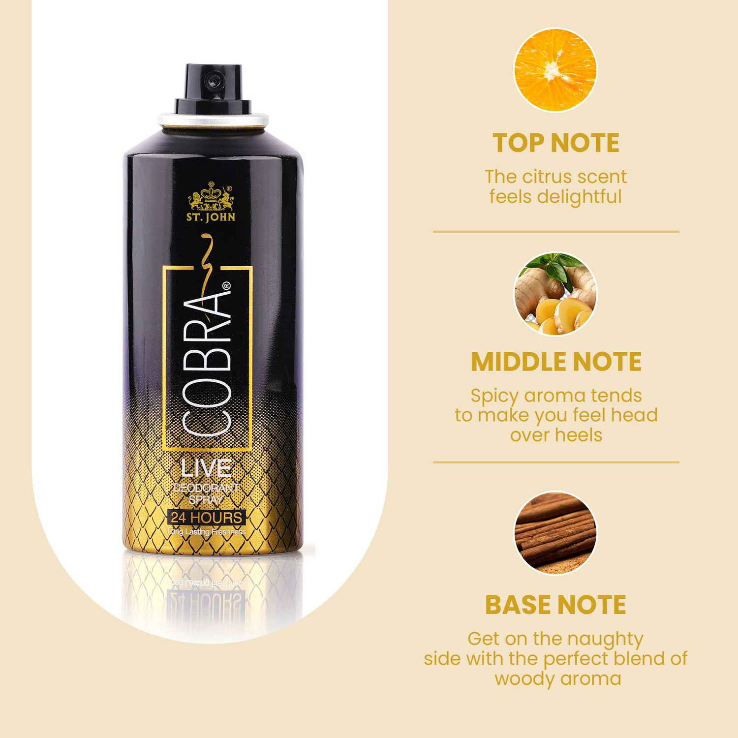 Image of ST.JOHN Cobra Deo Live & Cool 150ml Pack of 2 Perfume Body Spray - For Men