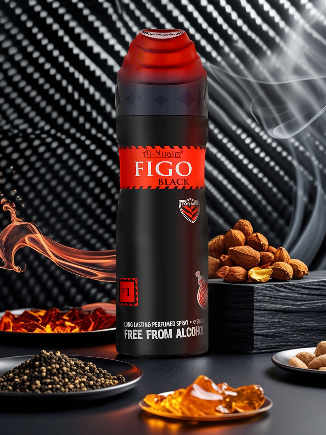 Image of Al-Nuaim Figo Black Alcohol Free Deodorant Body Spray - For Men