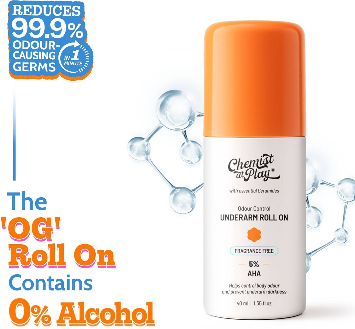 Chemist at Play 5% AHA Underarm Roll On 40 ml - Image 1