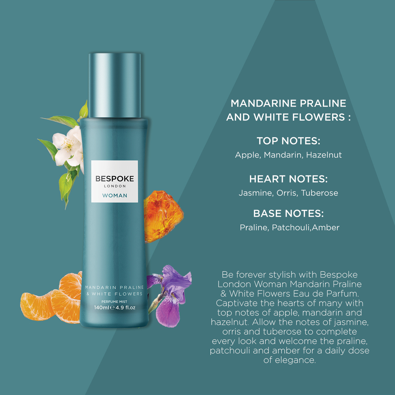 Image of BESPOKE London Woman Mandarin Praline & White Flowers Perfume Mist 140ml Body Mist - For Women