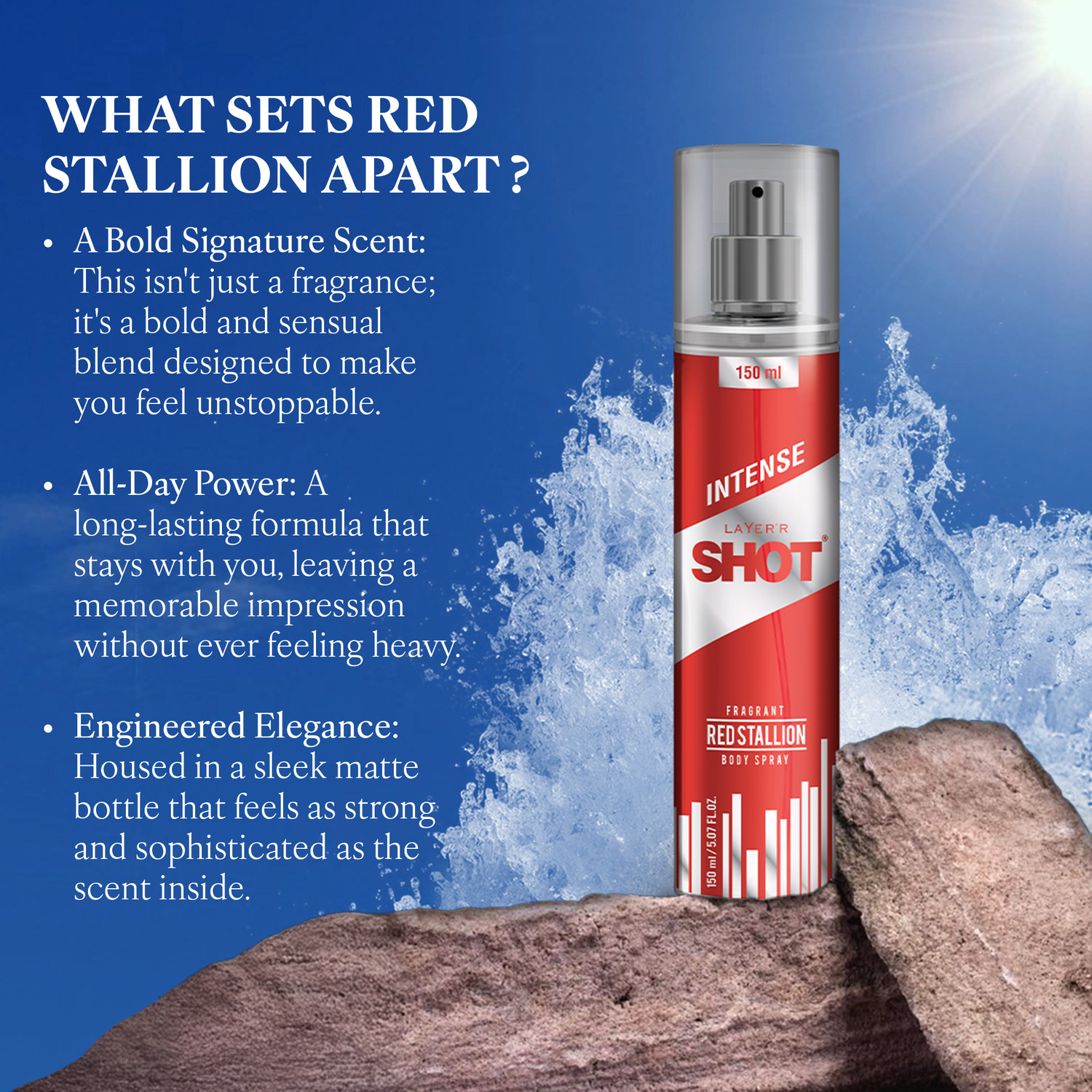Image of LAYER'R Shot Red Stallion Fragrant Long Lasting Fragrance Body Spray - For Men