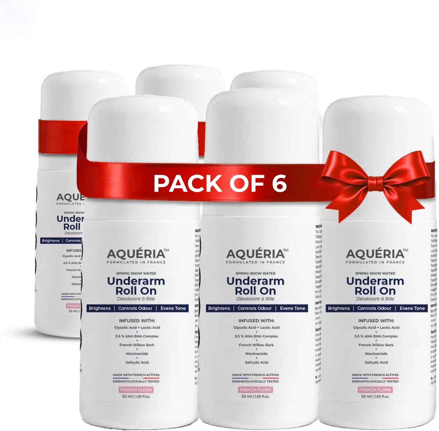 Image of Aqueria Multi Active Underarm Roll On | 5.5% AHA BHA, Niacinamide - Flora Fragrance Deodorant Roll-on - For Men & Women