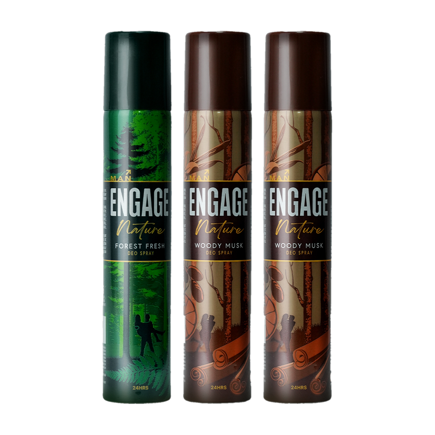 Engage Nature Deo: 2 Woody Musk & 1 Forest Fresh (150ml X 3) Deod...mo