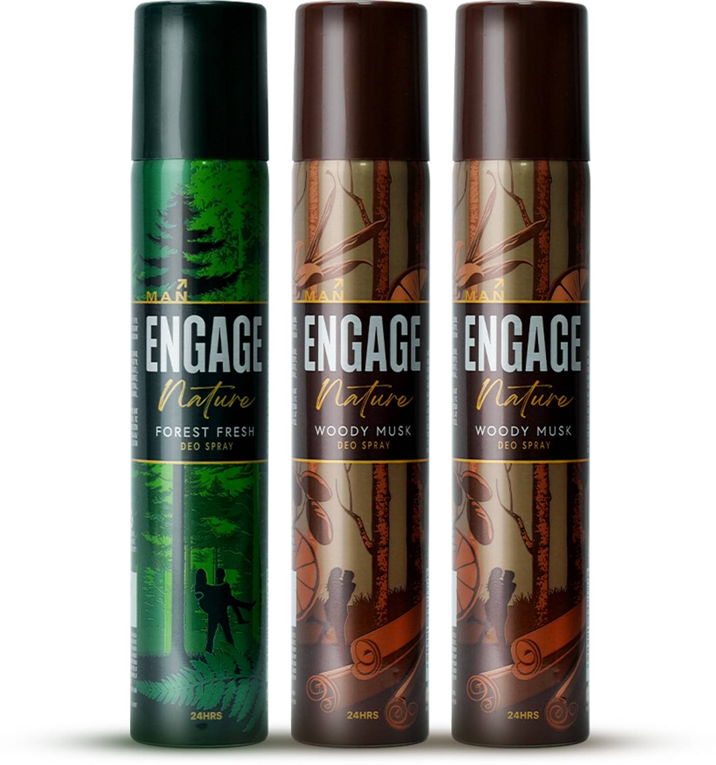 Engage Nature Deo: 2 Woody Musk & 1 Forest Fresh (150ml X 3) Deod