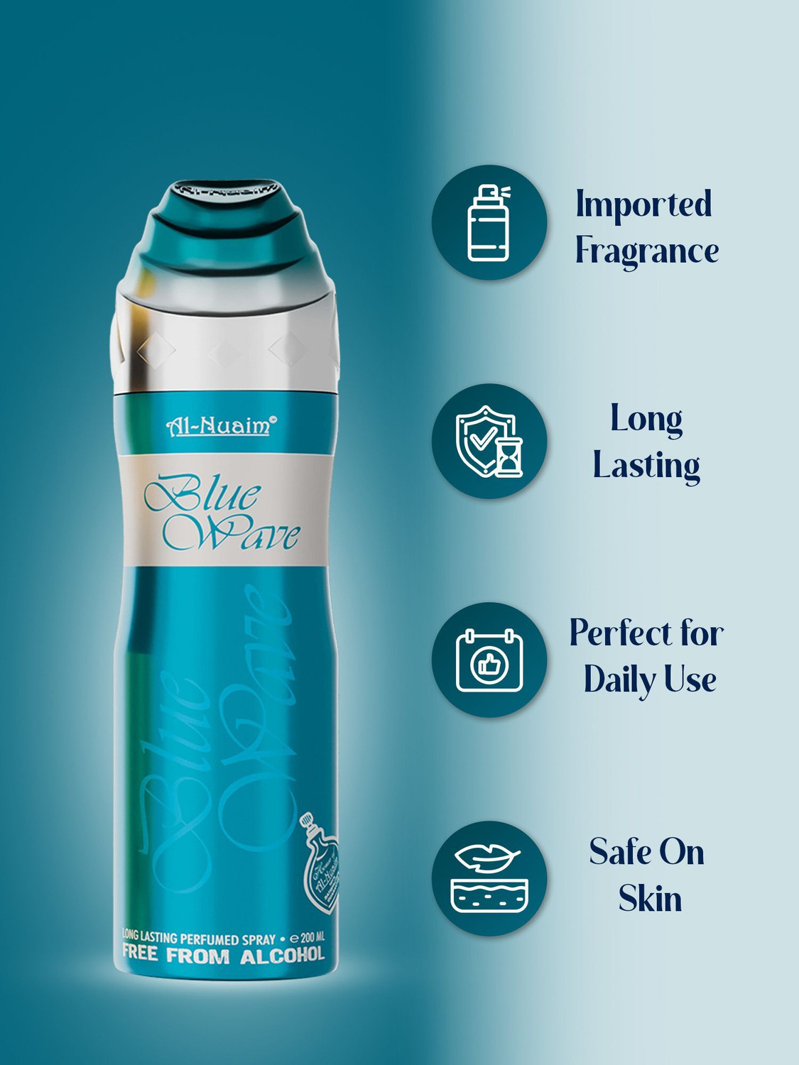 Image of Al-Nuaim Blue Wave Alcohol Free Deodorant Body Spray - For Men