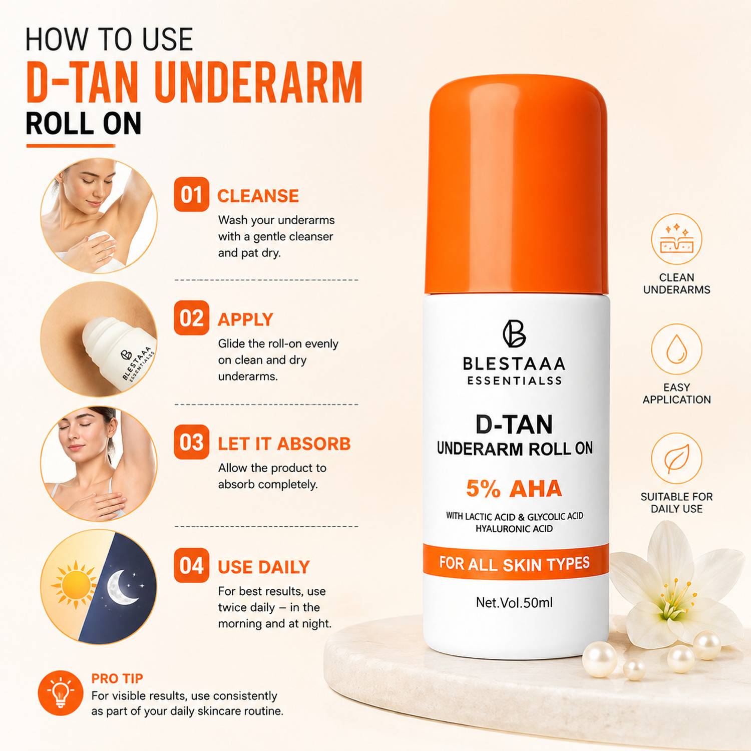 blestaaa essentialss 5% AHA Underarm Roll-On Brightening Care wit... more