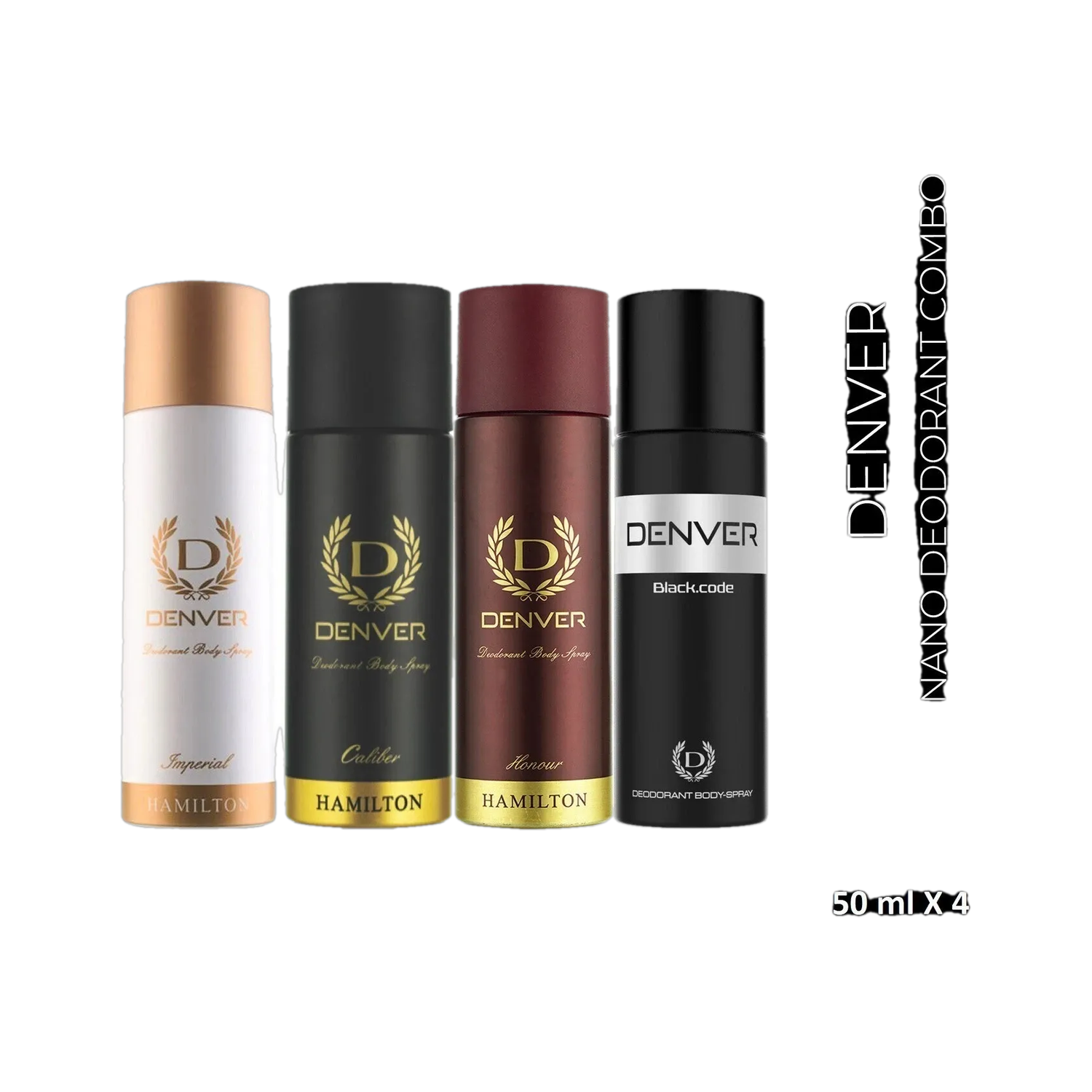Denver Black Code Nano Deo Set of 4 Pack of 4 - Image 1