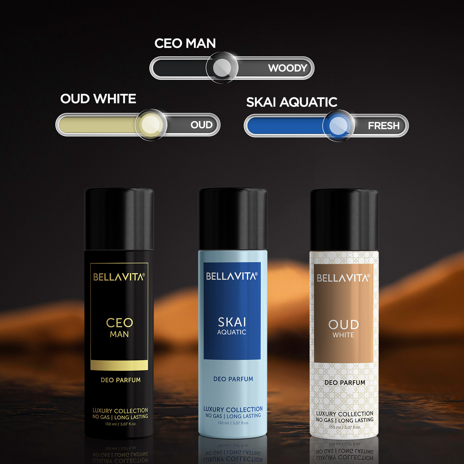 Image of BELLAVITA Deo Men's Body Parfum Combo|Long Lasting, No Gas Deodorant| Deodorant Spray - For Men