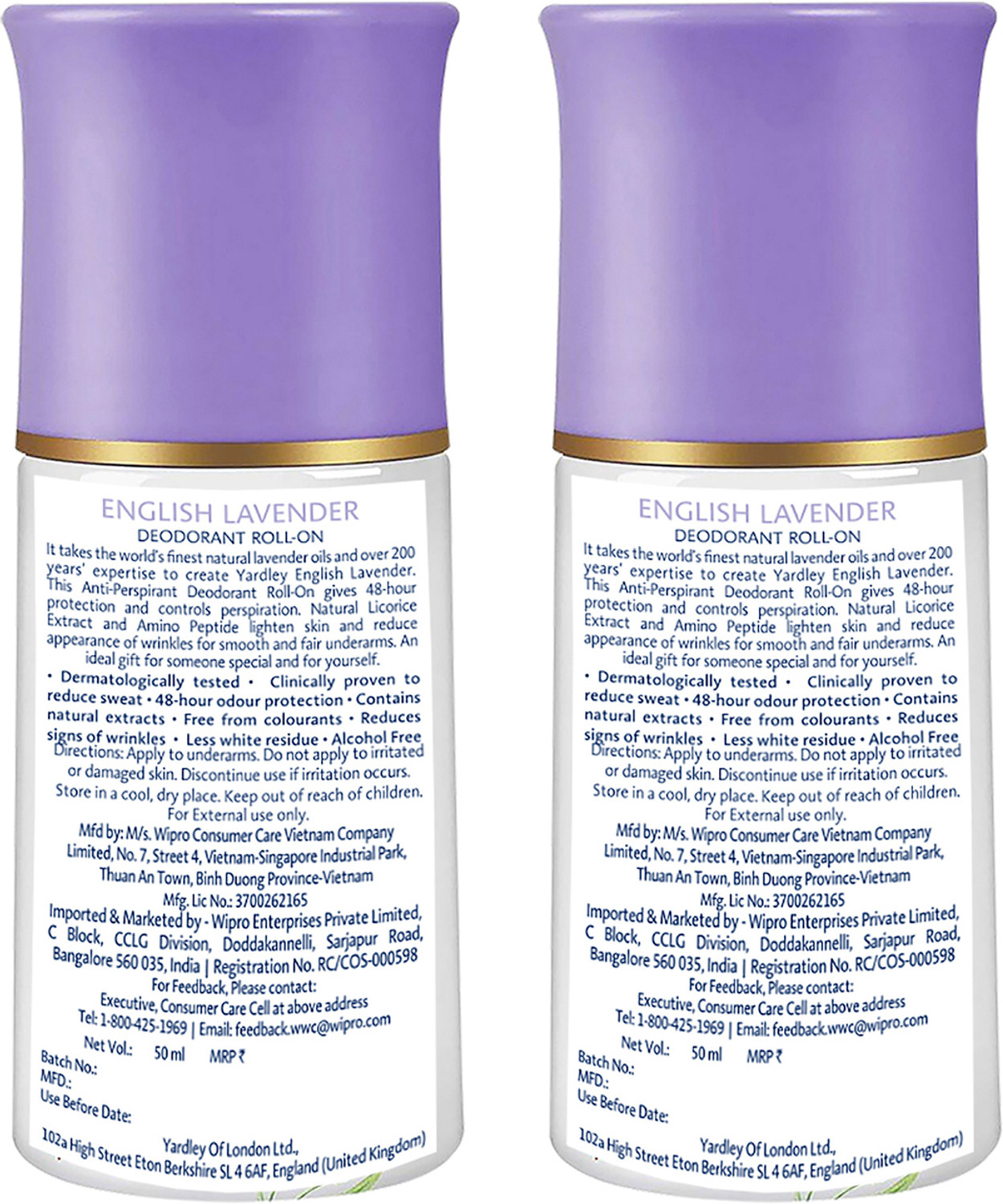 Image of Yardley London English Lavender Anti-Perspirant With 48-Hour Active Sweat Protection Deodorant Roll-on - For Women