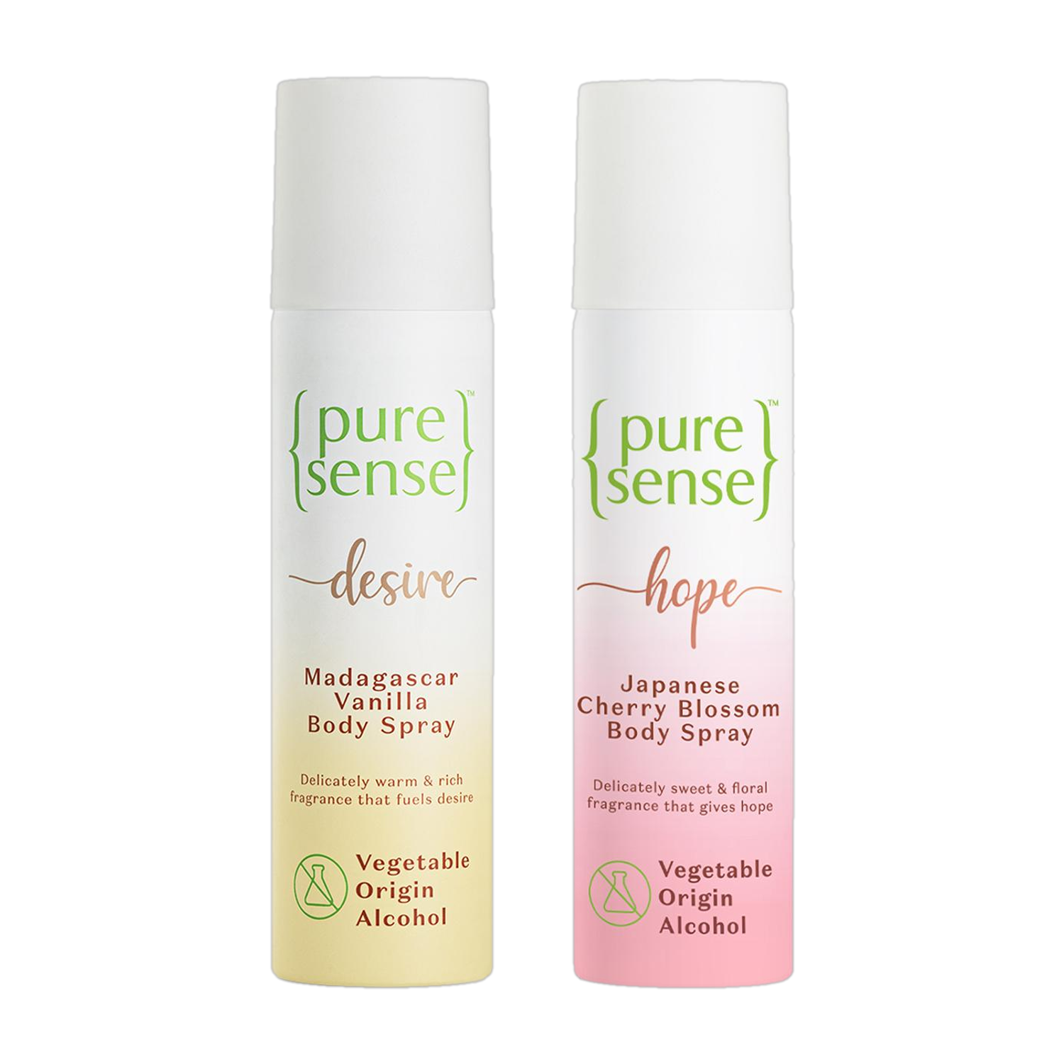 PureSense Body Spray Combo Japanese Cherry Blossom+ Madagascar Vanilla Long Lasting No Gas Deodorant Spray - For Men & Women