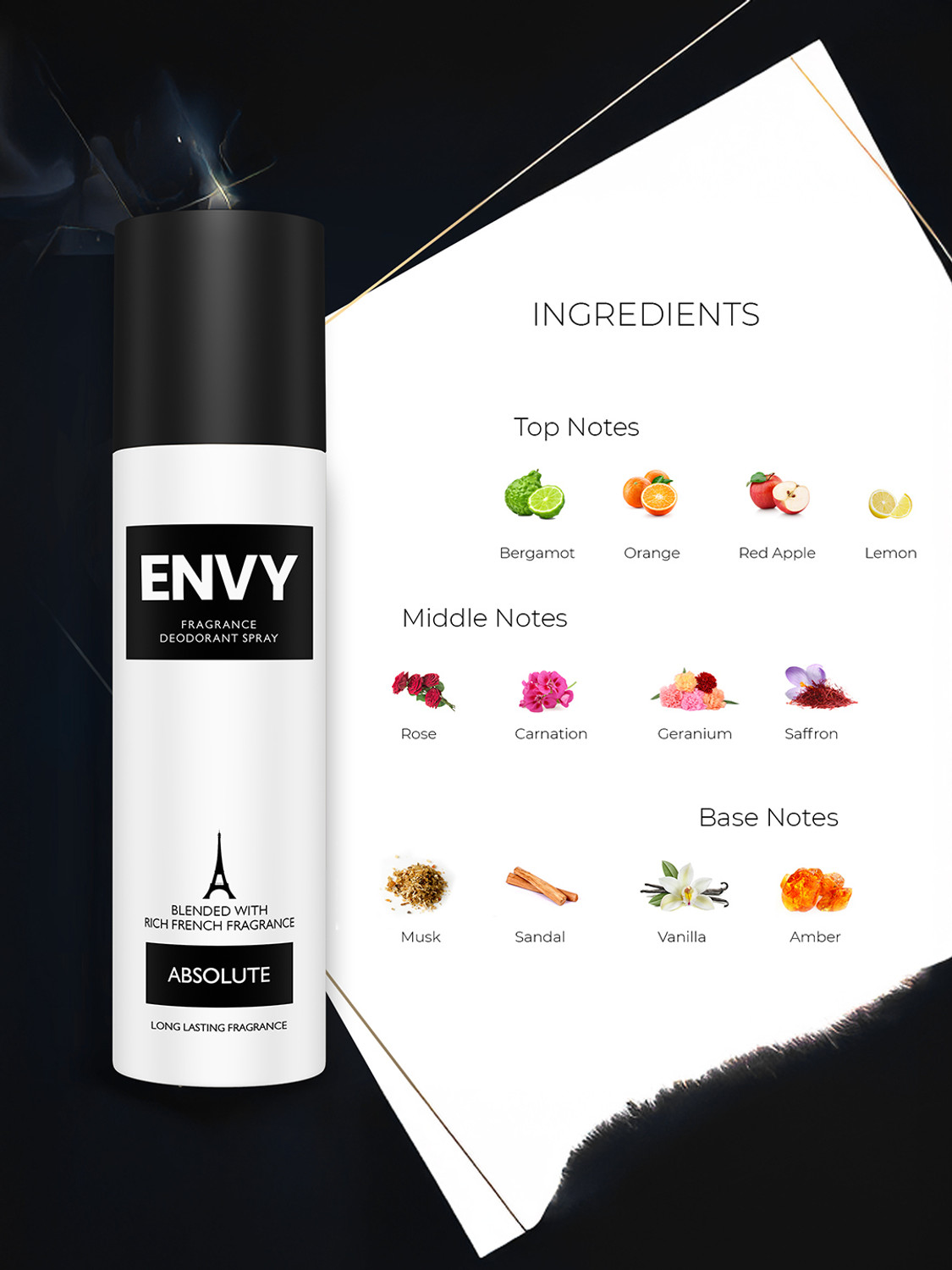 Image of Envy Dark, Fiery, Absoulute & Magnetic Long Lasting Deodorant Spray - For Men