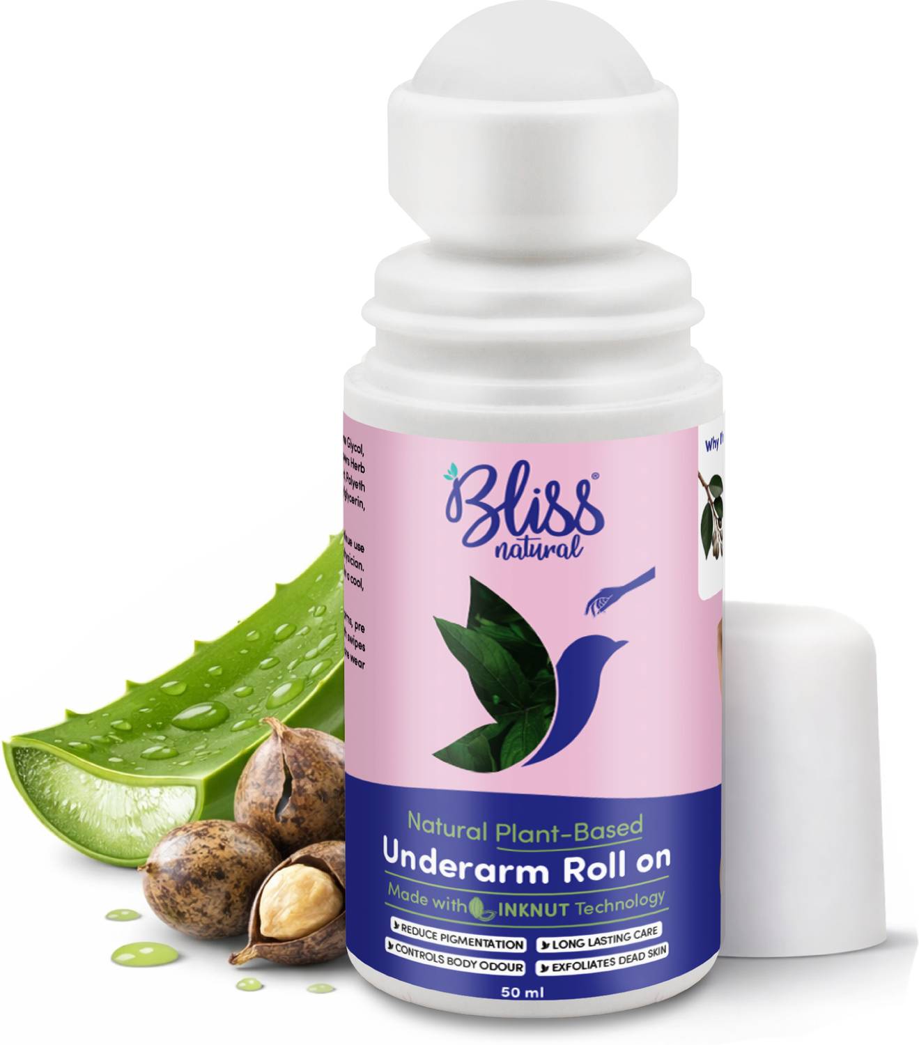 BlissNatural Underarm Roll on | Controls Odour & Reduces Pigmentation Deodorant Gel - For Women