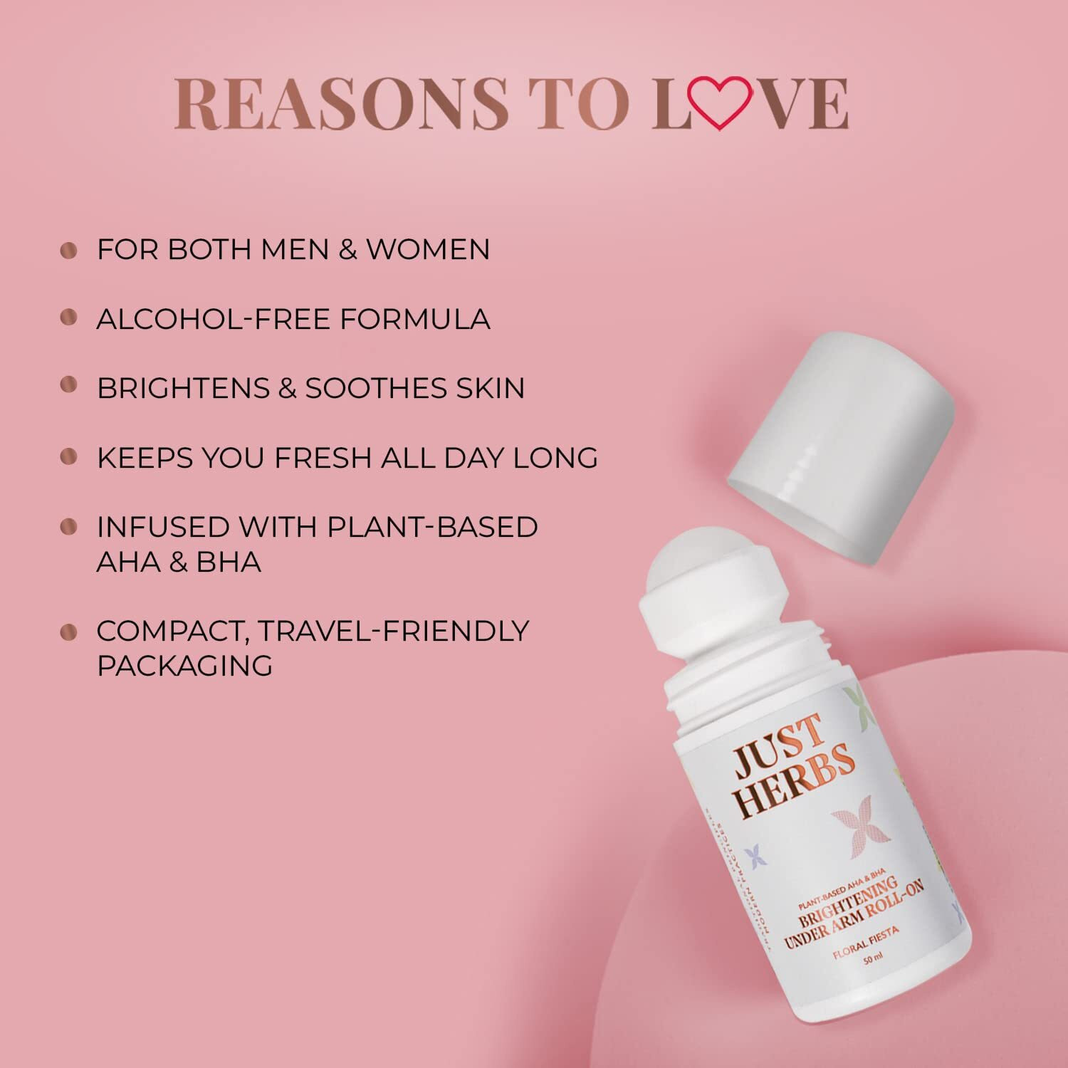 Image of Just Herbs Floral Fiesta Long-Lasting And Refreshing Underarm Deodorant Roll-on - For Women