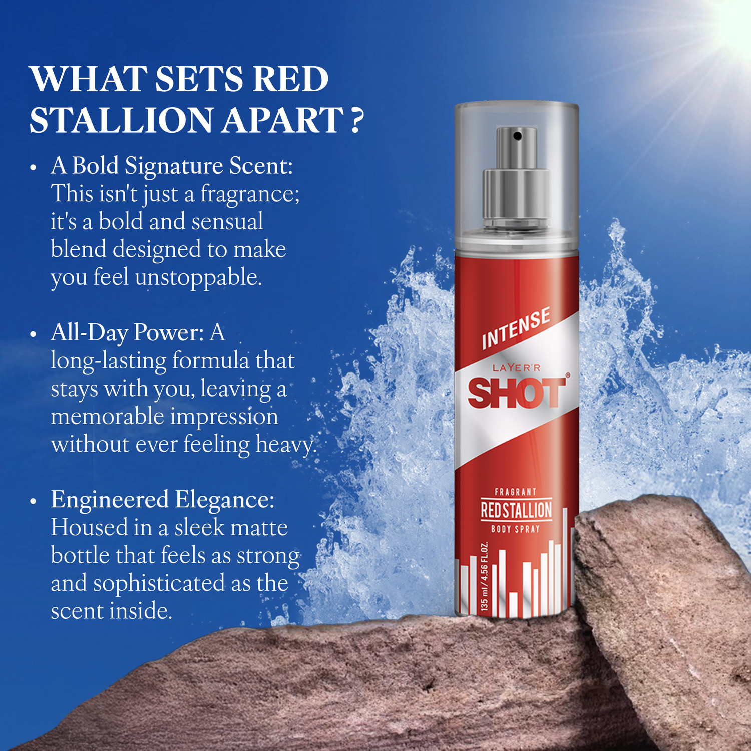 Image of LAYER'R SHOT RED STALLION 135ml Body Spray - For Men
