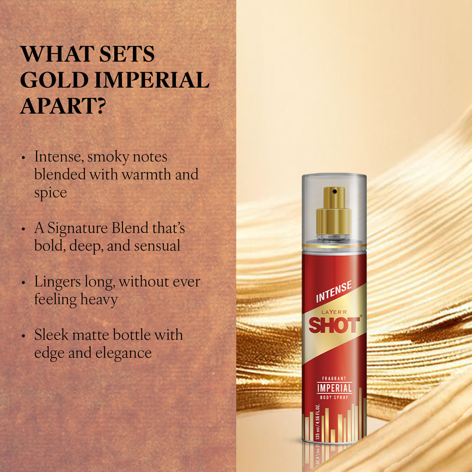 Image of LAYER'R SHOT GOLD IMPERIAL 135ml Body Spray - For Men