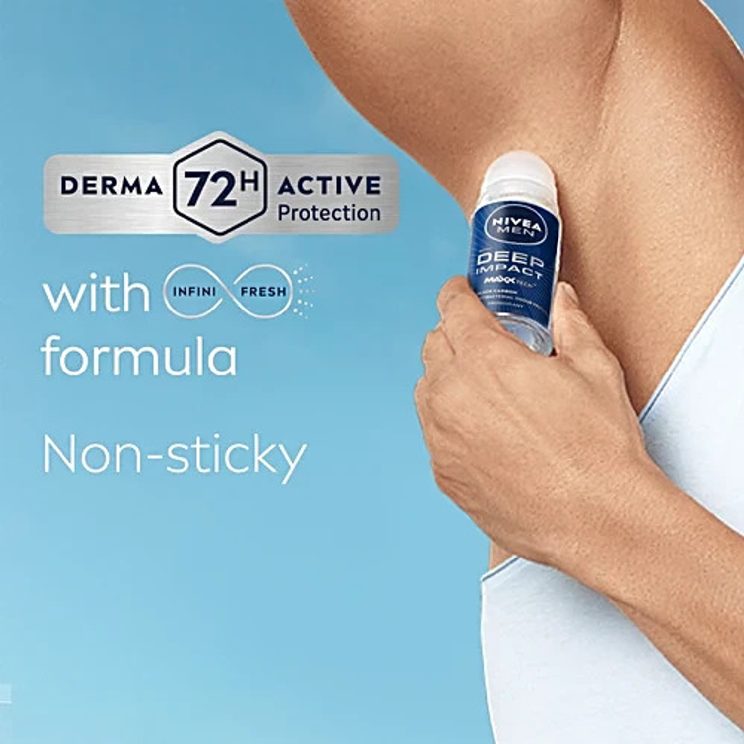 Image of NIVEA Deep Impact Deodorant Roll On for Men Sweat Control Fresh Care Underarm Care Deodorant Roll-on - For Men & Women (50 ml)
