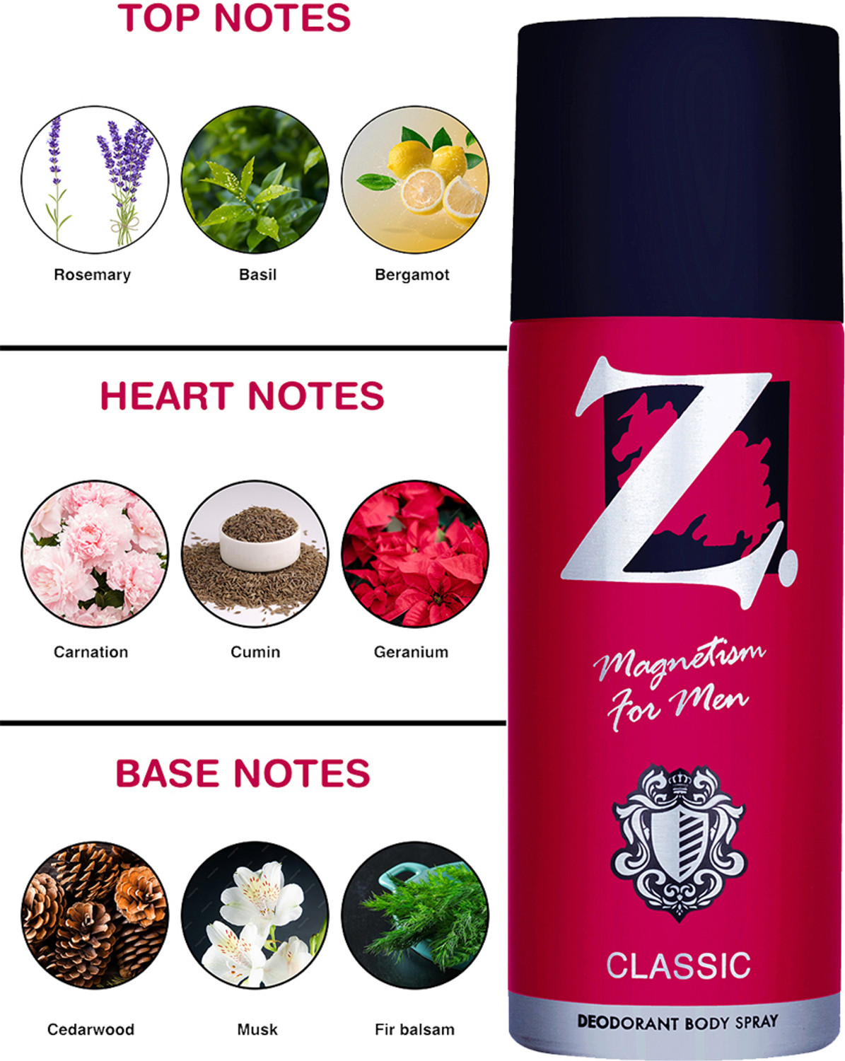 Image of Z - Magnetism for Men Classic Deo, Woody, Musky Fragrance Deodorant, Prevents Odor Deodorant Spray - For Men