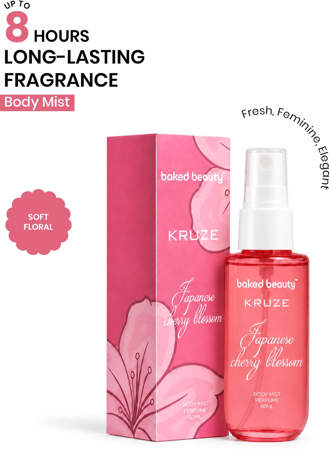 BAKED BEAUTY Kruze Japanese Cherry Blossom Body Mist Refreshing Long Lasting Fragrance Body Mist - For Women